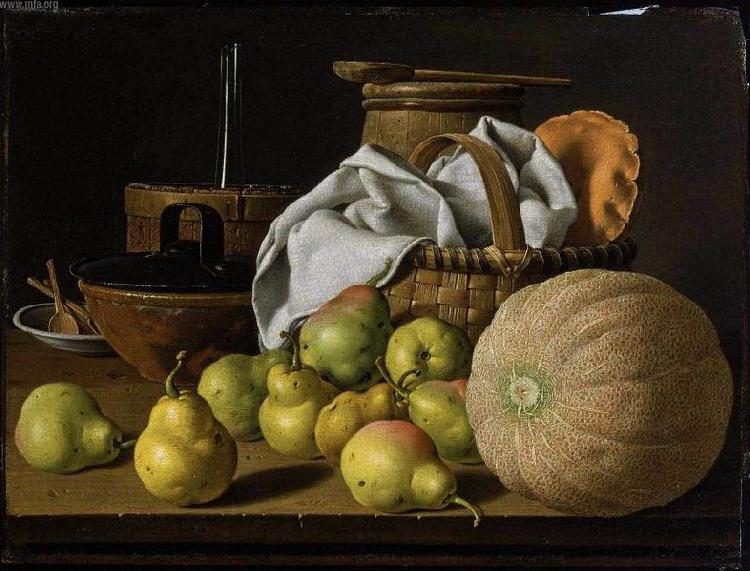 Luis Egidio Melendez Still Life with Melon and Pears oil painting image
